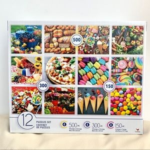 12 colorful puzzles 100 300 500 pieces set food